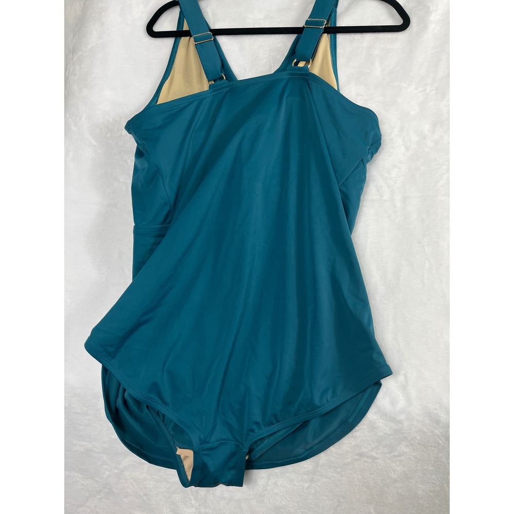 Kim Gravel Swimsuits For All One Piece Women 20W Teal Wrap Front Ruched - Picture 12 of 12